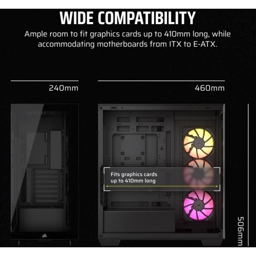 Корпус Corsair iCUE LINK 3500X RGB Tempered Glass без БЖ (CC-9011280-WW) Black купити з перевіркою сумісності: огляд, характеристики, ціна у Києві, Львові, Вінниці, Хмельницькому, Івано-Франківську, Україні | інтернет-магазин TELEMART.UA фото