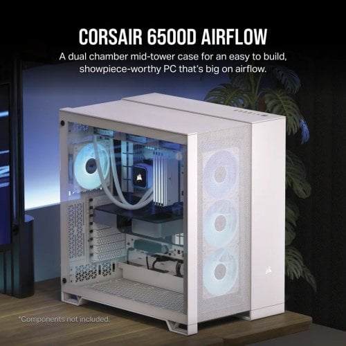 Купить Корпус Corsair 6500D AIRFLOW Tempered Glass без БП (CC-9011260-WW) White с проверкой совместимости: обзор, характеристики, цена в Киеве, Днепре, Одессе, Харькове, Украине | интернет-магазин TELEMART.UA фото