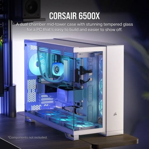 Корпус Corsair 6500X Tempered Glass без БЖ (CC-9011258-WW) White купити з перевіркою сумісності: огляд, характеристики, ціна у Києві, Львові, Вінниці, Хмельницькому, Івано-Франківську, Україні | інтернет-магазин TELEMART.UA фото