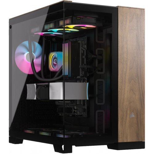 Корпус Corsair 6500X Tempered Glass без БЖ (CC-9011282-WW) Black/Walnut Wood купити з перевіркою сумісності: огляд, характеристики, ціна у Києві, Львові, Вінниці, Хмельницькому, Івано-Франківську, Україні | інтернет-магазин TELEMART.UA фото