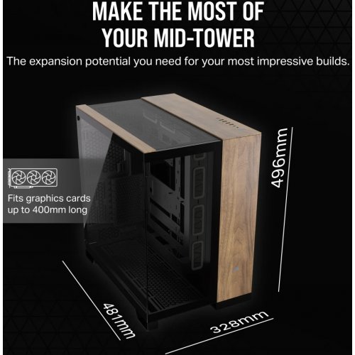 Корпус Corsair 6500X Tempered Glass без БЖ (CC-9011282-WW) Black/Walnut Wood купити з перевіркою сумісності: огляд, характеристики, ціна у Києві, Львові, Вінниці, Хмельницькому, Івано-Франківську, Україні | інтернет-магазин TELEMART.UA фото