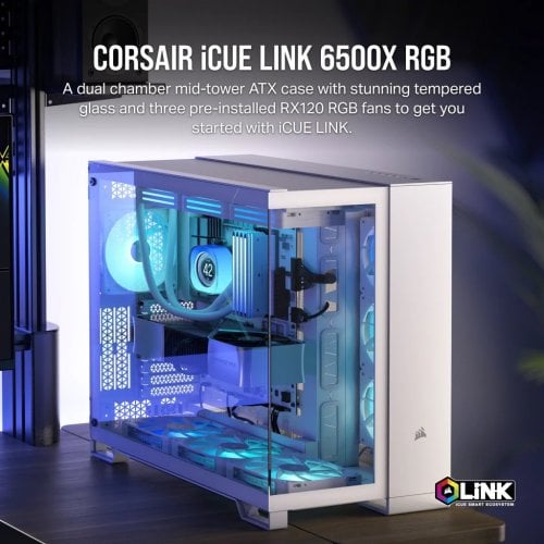 Корпус Corsair iCUE LINK 6500X RGB Tempered Glass без БЖ (CC-9011270-WW) White купити з перевіркою сумісності: огляд, характеристики, ціна у Києві, Львові, Вінниці, Хмельницькому, Івано-Франківську, Україні | інтернет-магазин TELEMART.UA фото