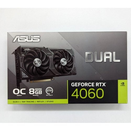 Купить Видеокарта Asus GeForce RTX 4060 Dual OC 8192MB (DUAL-RTX4060-O8G) (Восстановлено продавцом, 698220) с проверкой совместимости: обзор, характеристики, цена в Киеве, Днепре, Одессе, Харькове, Украине | интернет-магазин TELEMART.UA фото