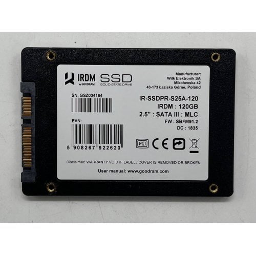 Купить Ssd-диск GoodRAM IRDM MLC 120GB 2.5'' (IR-SSDPR-S25A-120) (Восстановлено продавцом, 698532) с проверкой совместимости: обзор, характеристики, цена в Киеве, Днепре, Одессе, Харькове, Украине | интернет-магазин TELEMART.UA фото