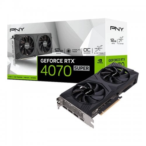 Купить Видеокарта PNY GeForce RTX 4070 SUPER VERTO Dual Fan OC 12288MB (VCG4070S12DFXPB1-O) с проверкой совместимости: обзор, характеристики, цена в Киеве, Днепре, Одессе, Харькове, Украине | интернет-магазин TELEMART.UA фото