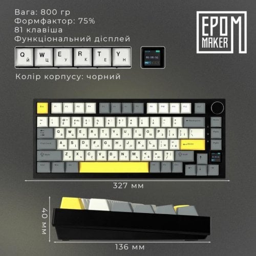 Купити Клавіатура EPOMAKER AK820 Pro RGB Mechanical Gift Switch Hot-Swap (AK820-PRO-B-G) Black - ціна в Києві, Львові, Вінниці, Хмельницькому, Франківську, Україні | інтернет-магазин TELEMART.UA фото