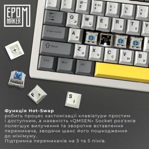 Купить Клавиатура EPOMAKER AK820 Pro RGB Mechanical Flying Fish Switch Hot-Swap (AK820-PRO-W-FF) White - цена в Харькове, Киеве, Днепре, Одессе
в интернет-магазине Telemart фото