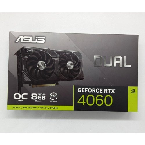 Купить Видеокарта Asus GeForce RTX 4060 Dual V2 OC 8192MB (DUAL-RTX4060-O8G-V2) (Восстановлено продавцом, 698829) с проверкой совместимости: обзор, характеристики, цена в Киеве, Днепре, Одессе, Харькове, Украине | интернет-магазин TELEMART.UA фото