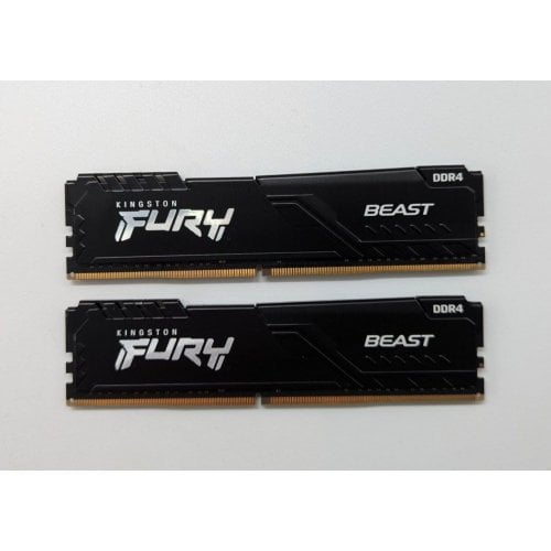 Озп Kingston DDR4 16GB (2x8GB) 3200Mhz FURY Beast Black (KF432C16BBK2/16) (Відновлено продавцем, 699395) купити з перевіркою сумісності: огляд, характеристики, ціна у Києві, Львові, Вінниці, Хмельницькому, Івано-Франківську, Україні | інтернет-магазин TELEMART.UA фото