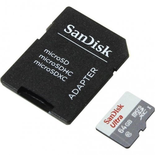 Купить Карта памяти SanDisk microSDXC Ultra 64GB Class 10 80MB/s (с адаптером) (SDSQUNS-064G-GN3MA) - цена в Харькове, Киеве, Днепре, Одессе
в интернет-магазине Telemart фото