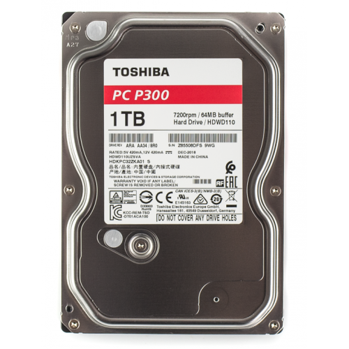 Купить Жесткий диск Toshiba P300 1TB 64MB 7200RPM 3.5" (HDWD110UZSVA) (Восстановлено продавцом, 700935) с проверкой совместимости: обзор, характеристики, цена в Киеве, Днепре, Одессе, Харькове, Украине | интернет-магазин TELEMART.UA фото