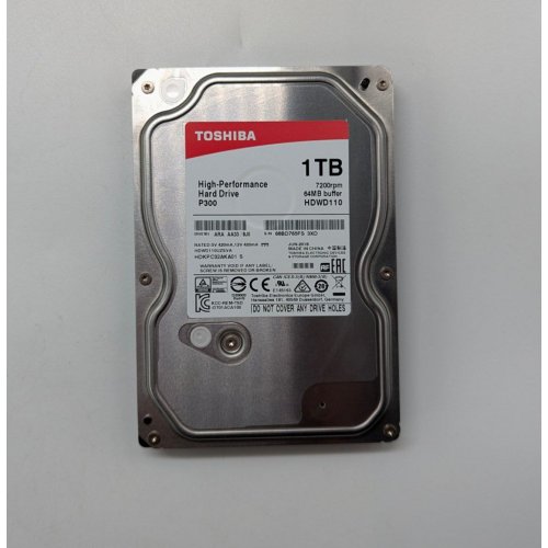 Купить Жесткий диск Toshiba P300 1TB 64MB 7200RPM 3.5" (HDWD110UZSVA) (Восстановлено продавцом, 700935) с проверкой совместимости: обзор, характеристики, цена в Киеве, Днепре, Одессе, Харькове, Украине | интернет-магазин TELEMART.UA фото