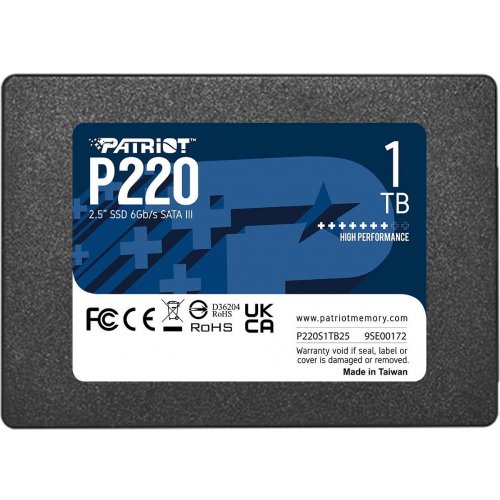 Купить Уценка ssd-диск Patriot P220 TLC 1TB 2.5" (P220S1TB25) (Без упаковки, 701363) с проверкой совместимости: обзор, характеристики, цена в Киеве, Днепре, Одессе, Харькове, Украине | интернет-магазин TELEMART.UA фото