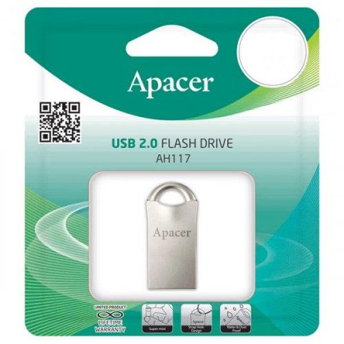 Купить Накопитель Apacer AH117 64GB USB 2.0 Silver (AP64GAH117S-1) - цена в Харькове, Киеве, Днепре, Одессе
в интернет-магазине Telemart фото