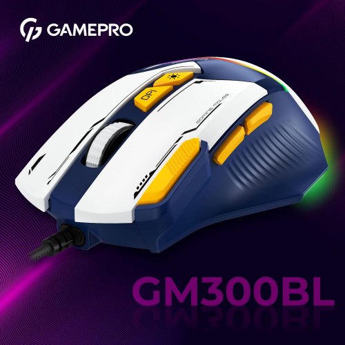 Купить Мышка GamePro GM300 USB Blue/White - цена в Харькове, Киеве, Днепре, Одессе
в интернет-магазине Telemart фото