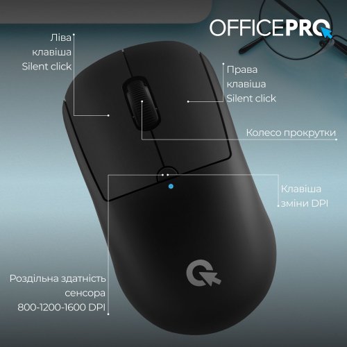 Купить Мышка OfficePro M307 Silent Click Wireless Black - цена в Харькове, Киеве, Днепре, Одессе
в интернет-магазине Telemart фото