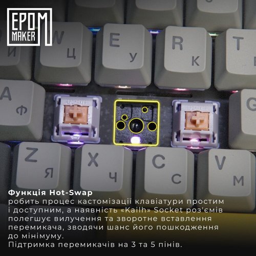 Купити Клавіатура EPOMAKER TH80 Pro V2 RGB Mechanical Wisteria Tactile Switch Hot-Swap (TH80-PROV2-W-WT) White - ціна в Києві, Львові, Вінниці, Хмельницькому, Франківську, Україні | інтернет-магазин TELEMART.UA фото