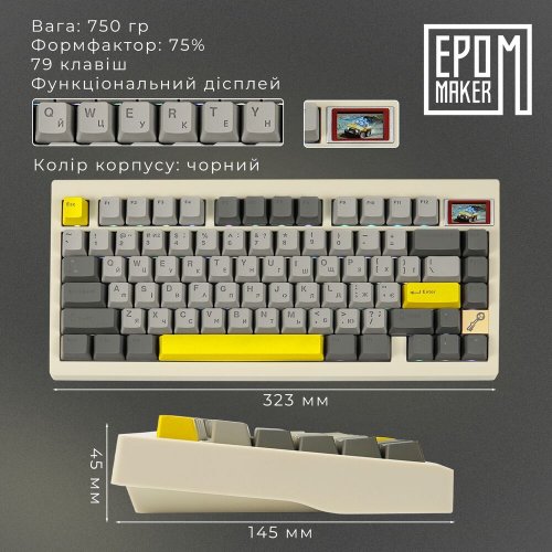 Купити Клавіатура EPOMAKER TH80 Pro V2 RGB Mechanical Wisteria Tactile Switch Hot-Swap (TH80-PROV2-W-WT) White - ціна в Києві, Львові, Вінниці, Хмельницькому, Франківську, Україні | інтернет-магазин TELEMART.UA фото