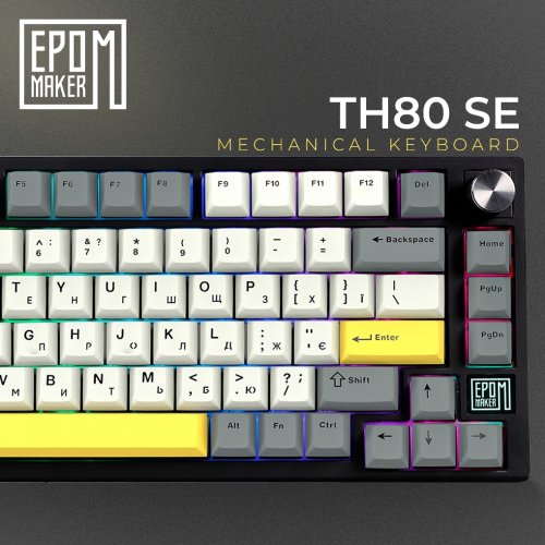 Купить Клавиатура EPOMAKER TH80 SE RGB Mechanical Flamingo Switch Hot-Swap (TH80-SE-B-F) Black - цена в Харькове, Киеве, Днепре, Одессе
в интернет-магазине Telemart фото