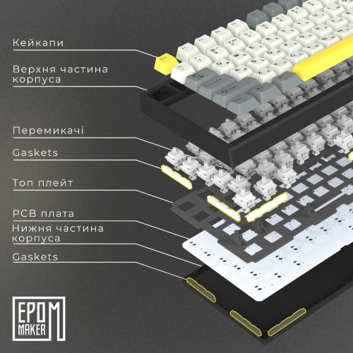 Купить Клавиатура EPOMAKER TH80 SE RGB Mechanical Flamingo Switch Hot-Swap (TH80-SE-B-F) Black - цена в Харькове, Киеве, Днепре, Одессе
в интернет-магазине Telemart фото