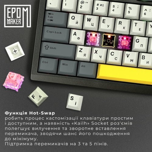 Купить Клавиатура EPOMAKER TH80 SE RGB Mechanical Flamingo Switch Hot-Swap (TH80-SE-B-F) Black - цена в Харькове, Киеве, Днепре, Одессе
в интернет-магазине Telemart фото