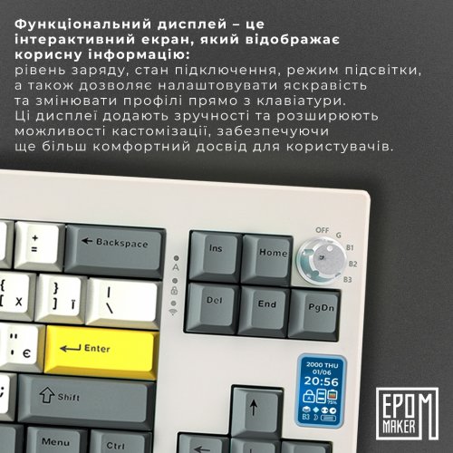 Купити Клавіатура EPOMAKER Shadow-X RGB Mechanical Wisteria Linear Switch Hot-Swap (SHX-W-WL) White - ціна в Києві, Львові, Вінниці, Хмельницькому, Франківську, Україні | інтернет-магазин TELEMART.UA фото