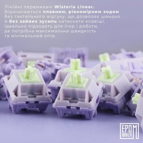 Купити Клавіатура EPOMAKER Shadow-X RGB Mechanical Wisteria Linear Switch Hot-Swap (SHX-W-WL) White - ціна в Києві, Львові, Вінниці, Хмельницькому, Франківську, Україні | інтернет-магазин TELEMART.UA фото