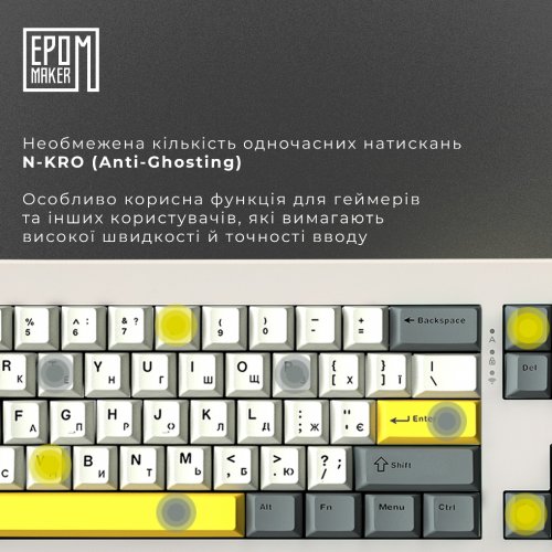 Купити Клавіатура EPOMAKER Shadow-X RGB Mechanical Wisteria Linear Switch Hot-Swap (SHX-W-WL) White - ціна в Києві, Львові, Вінниці, Хмельницькому, Франківську, Україні | інтернет-магазин TELEMART.UA фото