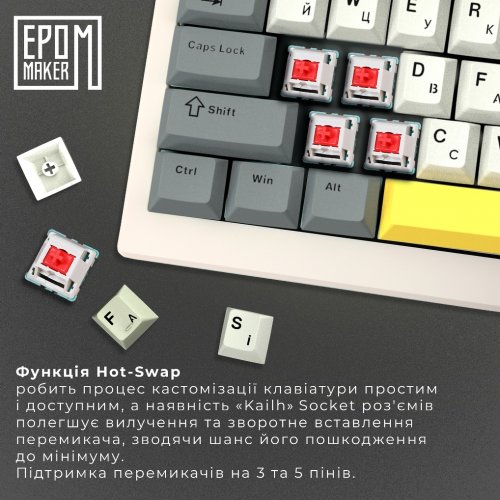 Купити Клавіатура EPOMAKER Shadow-X RGB Mechanical Mulan Switch Hot-Swap (SHX-W-M) White - ціна в Києві, Львові, Вінниці, Хмельницькому, Франківську, Україні | інтернет-магазин TELEMART.UA фото