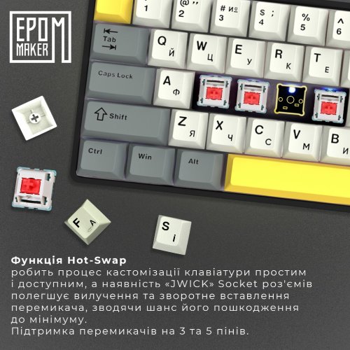 Купити Клавіатура EPOMAKER EP64 RGB Mechanical Mulan Switch Hot-Swap (EP64-B-M) Black - ціна в Києві, Львові, Вінниці, Хмельницькому, Франківську, Україні | інтернет-магазин TELEMART.UA фото