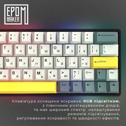 Купити Клавіатура EPOMAKER EP64 RGB Mechanical Mulan Switch Hot-Swap (EP64-B-M) Black - ціна в Києві, Львові, Вінниці, Хмельницькому, Франківську, Україні | інтернет-магазин TELEMART.UA фото