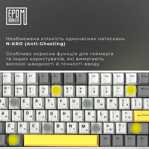 Купити Клавіатура EPOMAKER EP84 Plus RGB Mechanical Wisteria Linear Switch Hot-Swap (EP84-W-WL) White - ціна в Києві, Львові, Вінниці, Хмельницькому, Франківську, Україні | інтернет-магазин TELEMART.UA фото