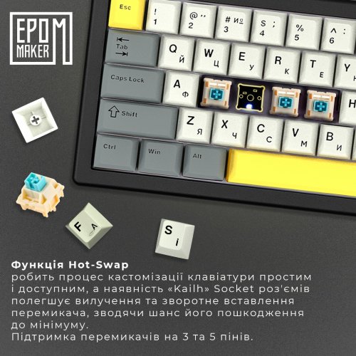 Купити Клавіатура EPOMAKER EK68 RGB Mechanical Budgerigar V2 Switch Hot-Swap (EK68-B-BV2) Black - ціна в Києві, Львові, Вінниці, Хмельницькому, Франківську, Україні | інтернет-магазин TELEMART.UA фото