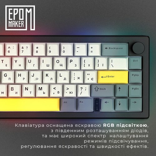 Купити Клавіатура EPOMAKER EK68 RGB Mechanical Budgerigar V2 Switch Hot-Swap (EK68-B-BV2) Black - ціна в Києві, Львові, Вінниці, Хмельницькому, Франківську, Україні | інтернет-магазин TELEMART.UA фото