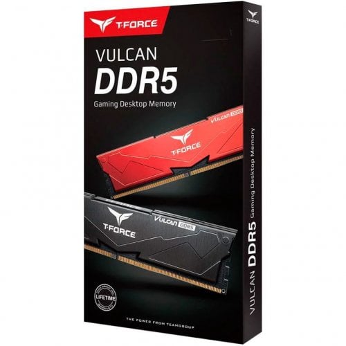 Фото ОЗП Team DDR5 32GB (2x16GB) 6400MHz T-Force Vulcan Black (FLBD532G6400HC40BDC01)