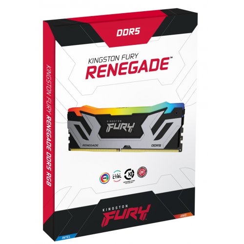 ОЗП Kingston CUDIMM DDR5 24GB 8400Mhz FURY Renegade Silver/Black RGB (KF584CU40RSA-24) купити з перевіркою сумісності: огляд, характеристики, ціна у Києві, Львові, Вінниці, Хмельницькому, Івано-Франківську, Україні | інтернет-магазин TELEMART.UA фото