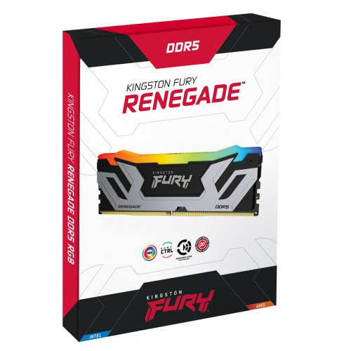 ОЗП Kingston CUDIMM DDR5 48GB (2x24GB) 8400Mhz FURY Renegade Silver/Black RGB (KF584CU40RSAK2-48) купити з перевіркою сумісності: огляд, характеристики, ціна у Києві, Львові, Вінниці, Хмельницькому, Івано-Франківську, Україні | інтернет-магазин TELEMART.UA фото