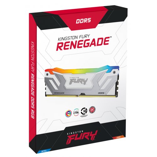 ОЗП Kingston CUDIMM DDR5 24GB 8400Mhz FURY Renegade Silver/White RGB (KF584CU40RWA-24) купити з перевіркою сумісності: огляд, характеристики, ціна у Києві, Львові, Вінниці, Хмельницькому, Івано-Франківську, Україні | інтернет-магазин TELEMART.UA фото