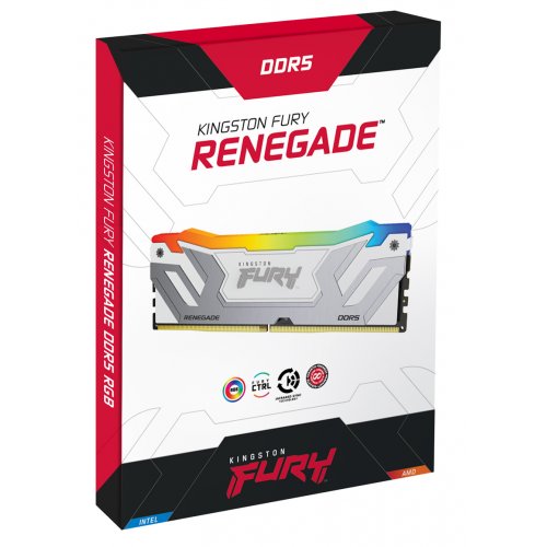 Фото ОЗУ Kingston CUDIMM DDR5 48GB (2x24GB) 8400Mhz FURY Renegade Silver/White RGB (KF584CU40RWAK2-48)