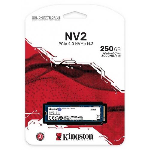 Уцінка ssd-диск Kingston NV2 3D NAND 250GB M.2 (2280 PCI-E) NVMe x4 (SNV2S/250G) (Пошкоджено пакування, 703009) купити з перевіркою сумісності: огляд, характеристики, ціна у Києві, Львові, Вінниці, Хмельницькому, Івано-Франківську, Україні | інтернет-магазин TELEMART.UA фото