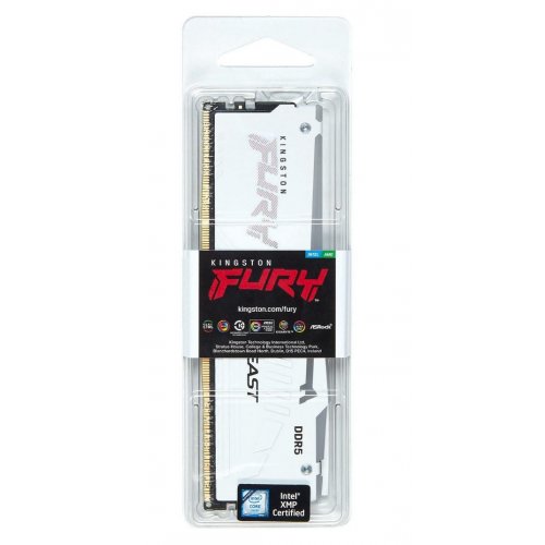 Купить ОЗУ Kingston DDR5 16GB 6000Mhz FURY Beast White RGB (KF560C36BWE2A-16) с проверкой совместимости: обзор, характеристики, цена в Киеве, Днепре, Одессе, Харькове, Украине | интернет-магазин TELEMART.UA фото