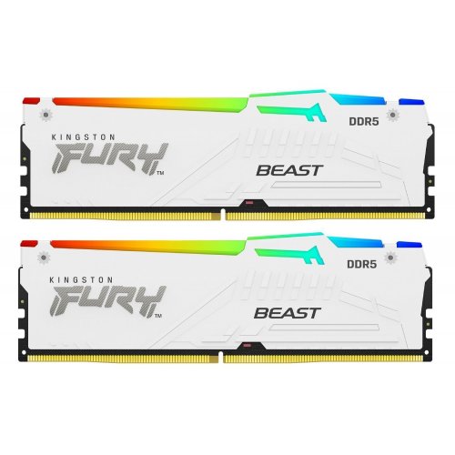 ОЗП Kingston DDR5 32GB (2x16GB) 6000Mhz FURY Beast White RGB (KF560C36BWE2AK2-32) купити з перевіркою сумісності: огляд, характеристики, ціна у Києві, Львові, Вінниці, Хмельницькому, Івано-Франківську, Україні | інтернет-магазин TELEMART.UA фото