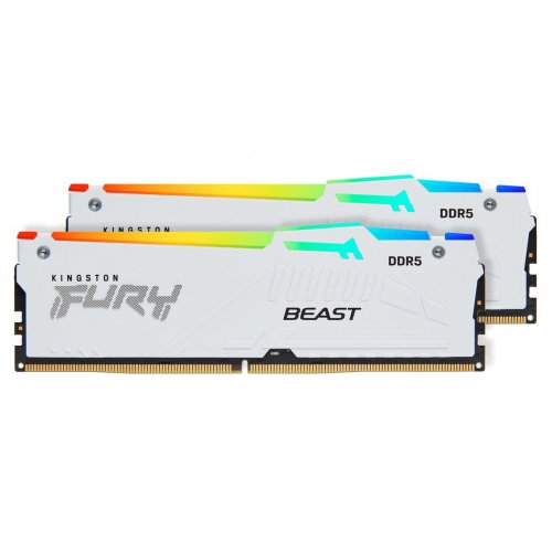 ОЗП Kingston DDR5 32GB (2x16GB) 6000Mhz FURY Beast White RGB (KF560C36BWE2AK2-32) купити з перевіркою сумісності: огляд, характеристики, ціна у Києві, Львові, Вінниці, Хмельницькому, Івано-Франківську, Україні | інтернет-магазин TELEMART.UA фото