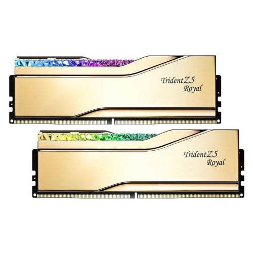 Купить ОЗУ G.Skill DDR5 32GB (2x16GB) 6400Mhz Trident Z5 Royal Gold (F5-6400J3039G16GX2-TR5G) с проверкой совместимости: обзор, характеристики, цена в Киеве, Днепре, Одессе, Харькове, Украине | интернет-магазин TELEMART.UA фото