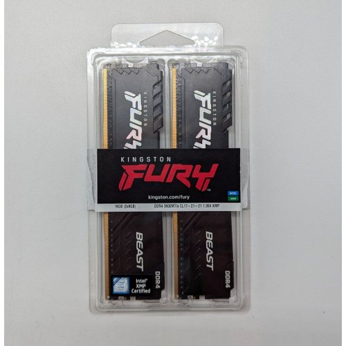 Озп Kingston DDR4 16GB (2x8GB) 3600Mhz FURY Beast Black (KF436C17BBK2/16) (Відновлено продавцем, 703736) купити з перевіркою сумісності: огляд, характеристики, ціна у Києві, Львові, Вінниці, Хмельницькому, Івано-Франківську, Україні | інтернет-магазин TELEMART.UA фото