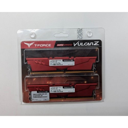 Озп Team DDR4 16GB (2x8GB) 3200Mhz T-Force Vulcan Z Red (TLZRD416G3200HC16CDC01) (Відновлено продавцем, 703747) купити з перевіркою сумісності: огляд, характеристики, ціна у Києві, Львові, Вінниці, Хмельницькому, Івано-Франківську, Україні | інтернет-магазин TELEMART.UA фото