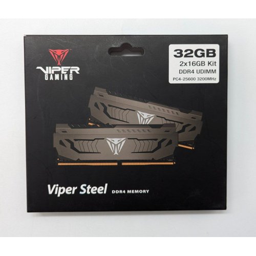 Озп Patriot DDR4 32GB (2x16GB) 3200Mhz Viper Steel (PVS432G320C6K) (Відновлено продавцем, 703759) купити з перевіркою сумісності: огляд, характеристики, ціна у Києві, Львові, Вінниці, Хмельницькому, Івано-Франківську, Україні | інтернет-магазин TELEMART.UA фото