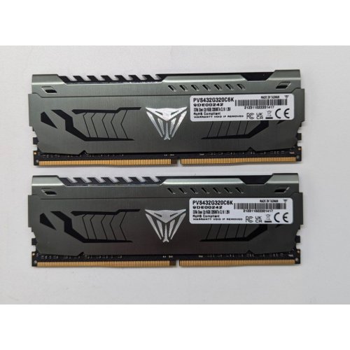 Озп Patriot DDR4 32GB (2x16GB) 3200Mhz Viper Steel (PVS432G320C6K) (Відновлено продавцем, 703759) купити з перевіркою сумісності: огляд, характеристики, ціна у Києві, Львові, Вінниці, Хмельницькому, Івано-Франківську, Україні | інтернет-магазин TELEMART.UA фото