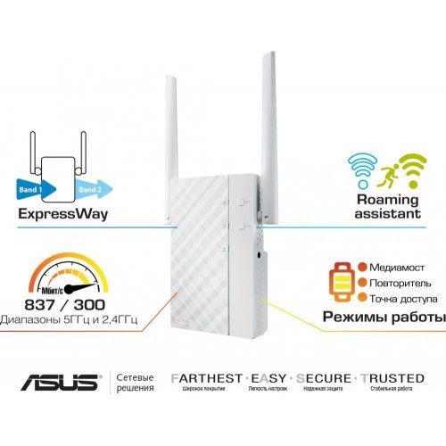 Купити Ретранслятор Asus RP-AC56 - ціна в Києві, Львові, Вінниці, Хмельницькому, Франківську, Україні | інтернет-магазин TELEMART.UA фото