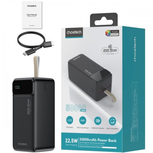 Купити Powerbank Choetech B732 50000mAh 22.5W (B732-ACBK) Black - ціна в Києві, Львові, Вінниці, Хмельницькому, Франківську, Україні | інтернет-магазин TELEMART.UA фото